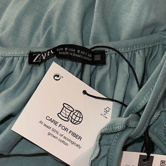 ZARA | Aquamarine | MIDI DRESS WITH TIE DETAIL - Picture 8 of 9